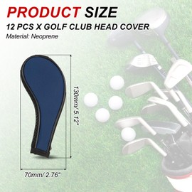 PATIKIL Golf Club Head Cover, 12 Pcs Number Golf Club Irons Covers Neoprene Driver Headcover Golf Lovers Gifts for Men Women, Dark Blue/Black