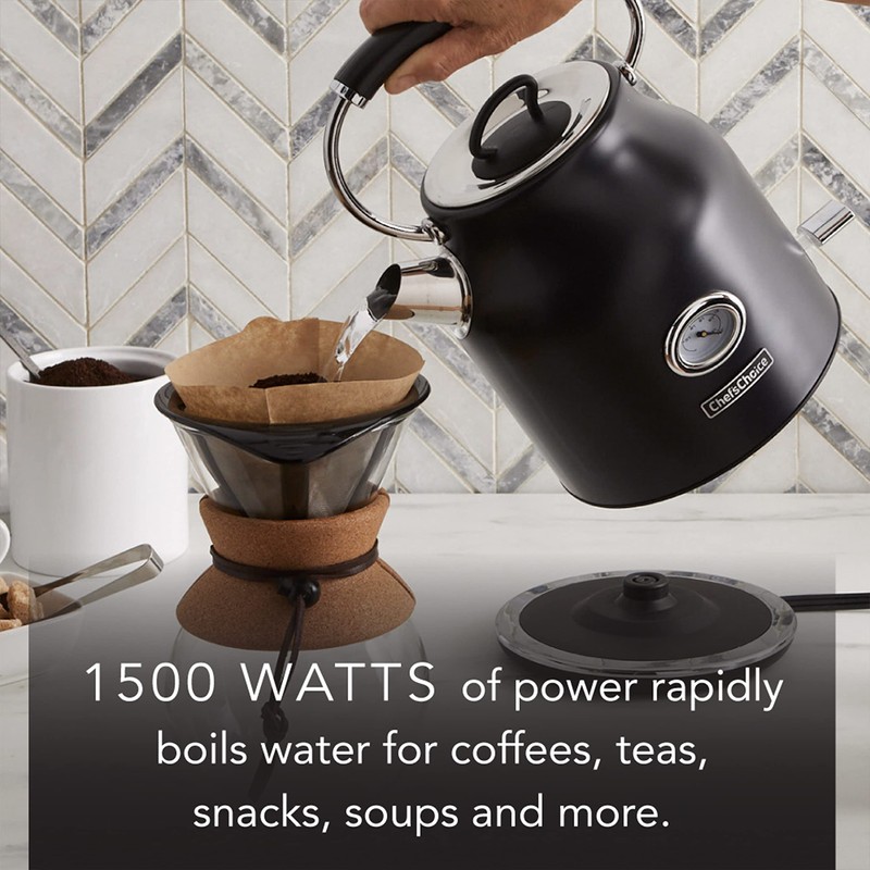 Chef'sChoice Electric Kettle Gourmezza Stainless Steel 1500 Watts with Auto-Shutoff