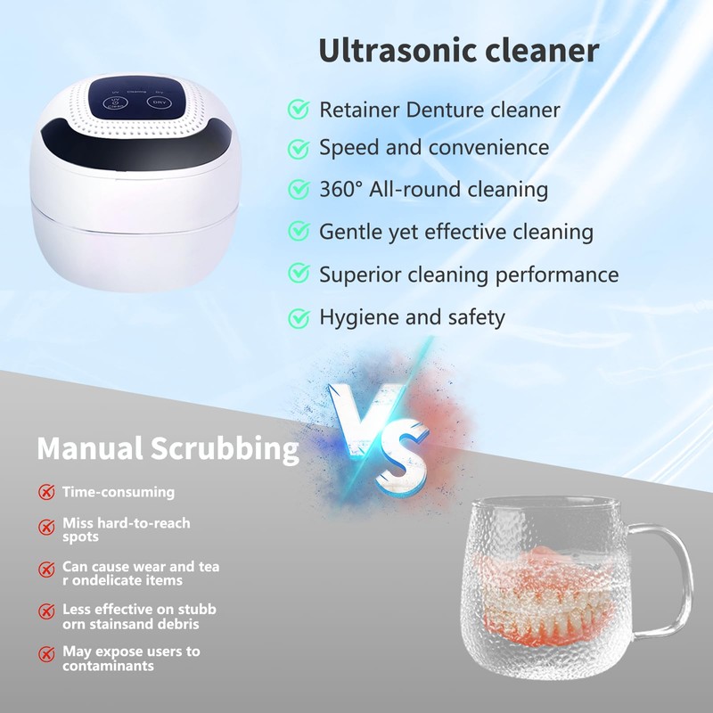 Ultrasonic Retainer Cleaner, Retainer Cleaner Machine for Dentures, Mouth Guards,