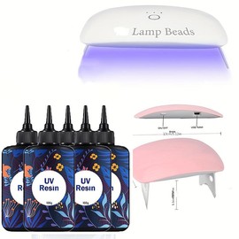 500G Resin Jewelry Making Kit, 500g Crystal Clear Resin With 5PCS  6 Lamp Beads UV Ligh, DIY Jewelry Making Resin Kit, Resin Starter Kit For Keychain And Earring Making