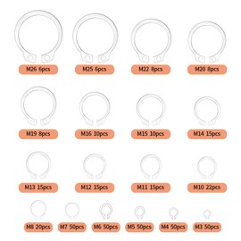 408 Pcs External Retaining Rings, Circlips C-Clips Snap Rings, E-Clips Circlips Assortment Kit, 18 Sizes Stainless Steel Internal Retaining Rings for Grooved Shafts Studs Other Moving Parts