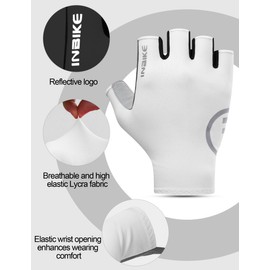 INBIKE Cycling Gloves Men Women Summer Half Finger Road Bike MTB Gloves Cycling Gloves Short Breathable Non-Slip for Cycling Sports White XL
