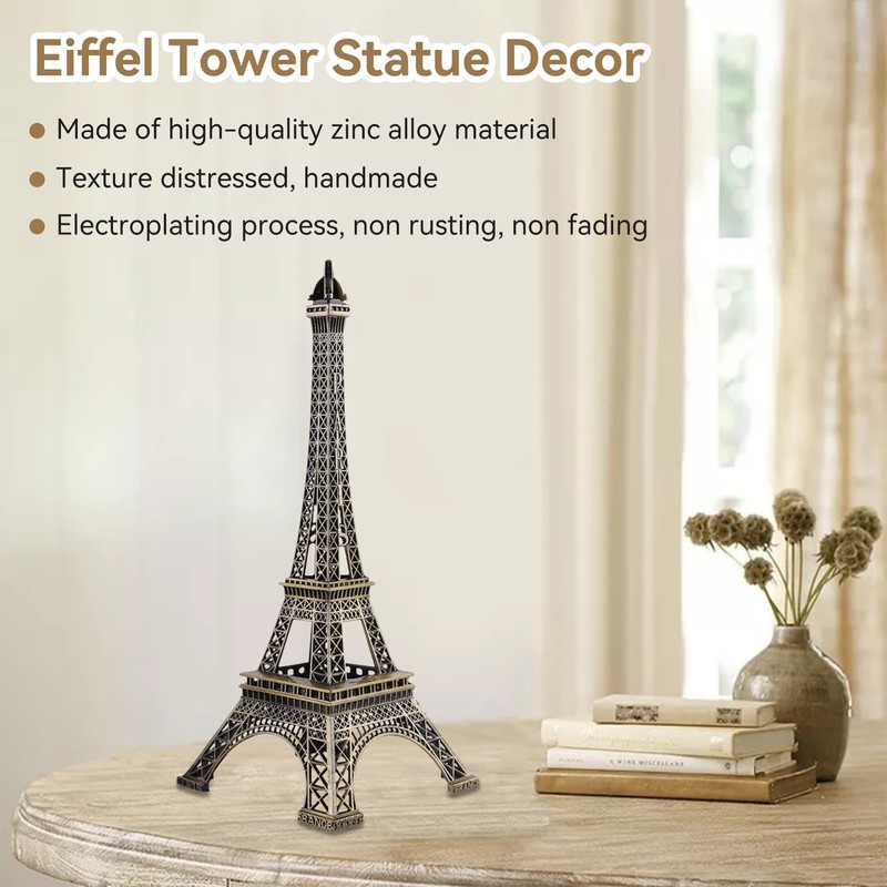 Eiffel Tower Statue Decor, Bronze Metal Paris Eiffel Tower Decor