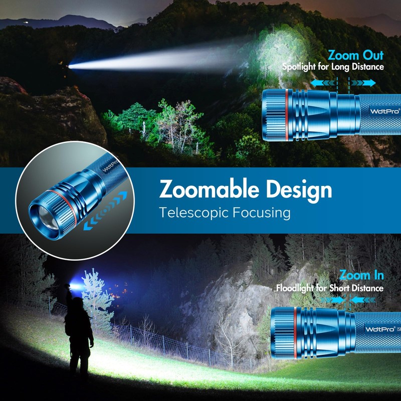 WdtPro Rechargeable Flashlights High Lumens, 1 Pack 10H Long Lasting