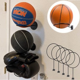LdawyDE Wall Ball Holder, 5 Wall Mount Ball Holder with Screws, Sports Ball Holder Wall for Basketball, Football, Volleyball, Storage Display, 14 cm
