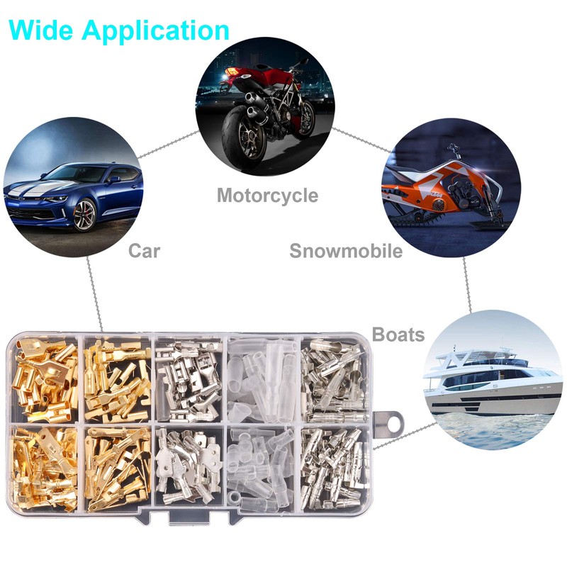 Kinstecks 150PCS 2.8mm 4.8mm 6.3mm Wire Spade Connector 3.9mm Bullet