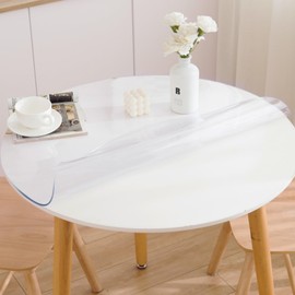 Eisdroma 44 Inch Clear Round Table Cover Protector - 1.5mm Thick Plastic Vinyl Waterproof Pad for Dining Room