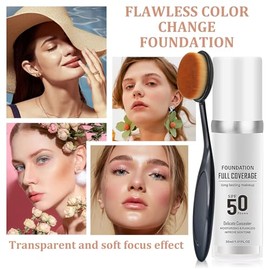Set Bases Maquillaje Que Cambian Color Base Líquida Cobertura Total Brocha Hidratante Control Grasa Cambia Corrector Mate Resistente Agua