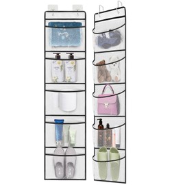 Hanging Storage 2 Pack Over The Door Organiser Storage with 10 Mesh Pockets 3 Kinds of Hooks,Pockets for Closet,Wardrobe Shoe Gadget Storage Organiser Shelves for Toys Kitchen Bedroom Bathroom