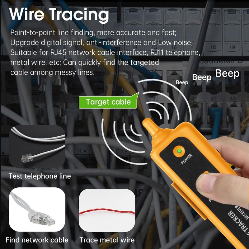 Cable Tracer Ethernet Network Cable Tester RJ45 RJ11 - Wire