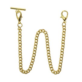 Create idea Pocket Watch Albert Vest Chain with T Bar & Lobster Clasps Plating 14 Inch Classic Metal Watch Chain Link & Pocket Watch Stand Single Link Vest Belt Gold