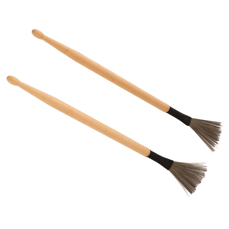 2Pcs Drum Stick Brush Wood Retractable Wire Combination Musical Instrument