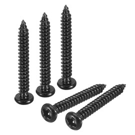 sourcing map 3mm x 25mm Phillips Pan Head Self-tapping Screw, 100pcs - 304 Stainless Steel Round Head Wood Screw Full Thread (Black)