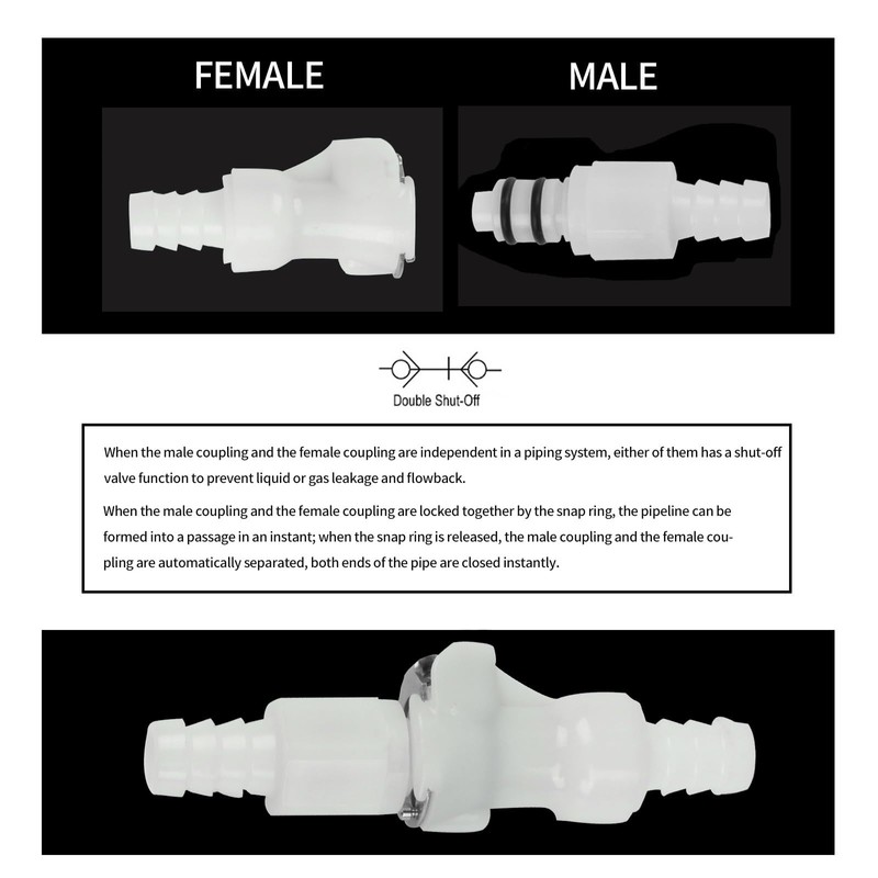 BBTUS 2 Pieces 1/4" 3/8" 5/16" Plastic Hose Barb Valve