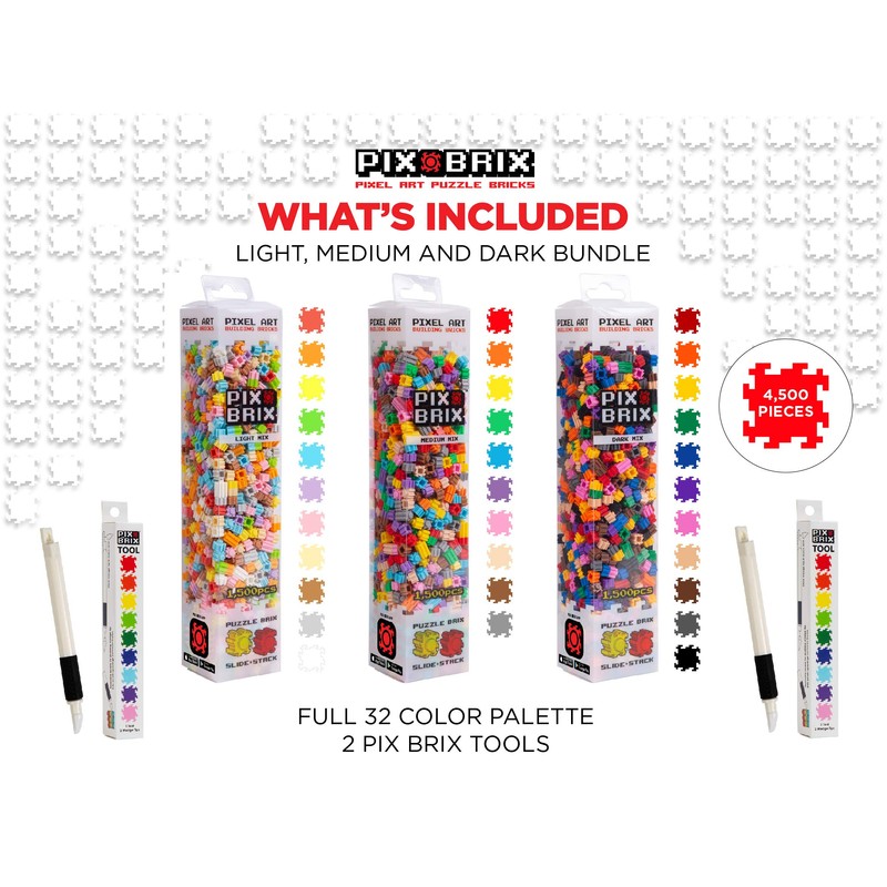 Pix Brix Pixel Art Puzzle Bundle - 4,500-Piece Kit with