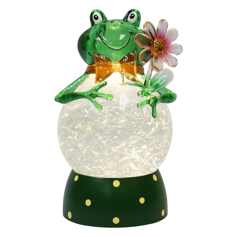 MOMENTS IN TIME Acrylic Frog Snow Globe LED Light-Up Water