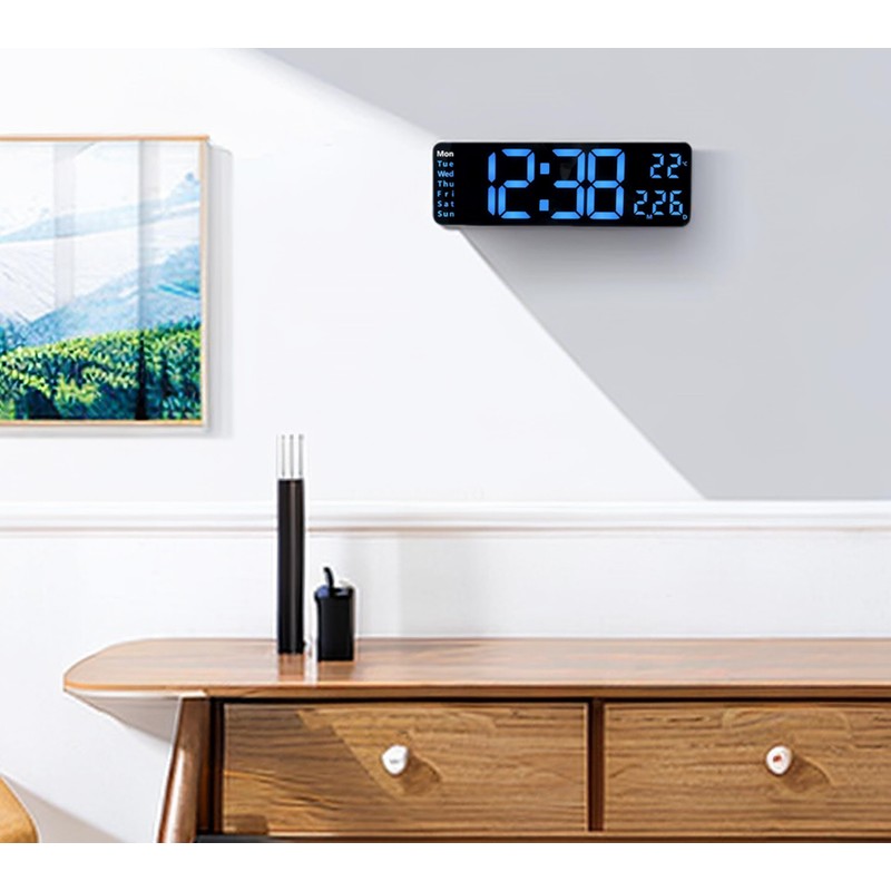 Digital Clock, 13" Large Display LED Wall Clock for Living