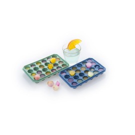 HAPPY HANDY HOME Bandeja de silicona para cubitos de hielo, 24 ranuras en forma de diamante, bandeja fácil de quitar con cubierta (azul)