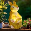 KOOY Easter Bunny Figurines Solar Garden Statues Yellow Rabbit Statue