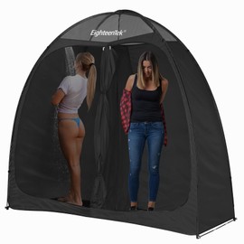 EighteenTek Pop Up Shower Tent Changing Room with Two Rooms - Portable Privacy Dressing Shelter for Outdoor Camping, Events - 83"x43"x80"H