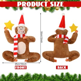 Gejoy King Kong Climbing The Tree 10 Inch Large Funny King Kong Christmas Tree Topper Ornaments for Xmas Party Supplies