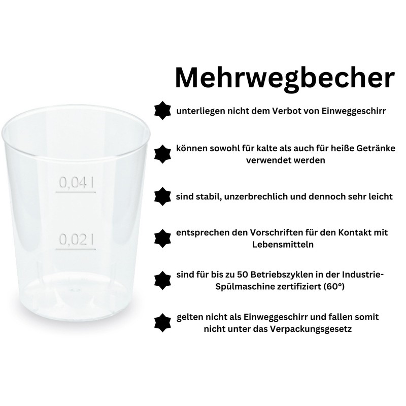 DeinPack 50 Reusable Shot Cups 2 cl / 4 cl
