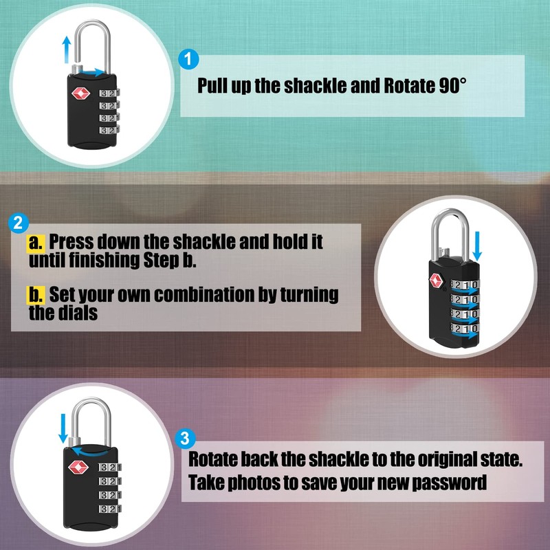 Diyife TSA Luggage Locks, [Updated Version][3 Packs] 4-Digit Security Padlock,