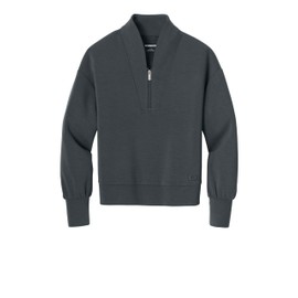 OGIO Women's Transcend Quarter Zip | Quarter Zip Pullover for Women, Sleek & Stretchy Double Knit Jacket for Work & Casual Wear, Tarmac Grey, Large