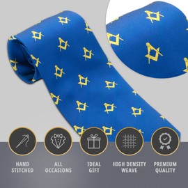 Masonic Silk and Compass Square Woven Tie