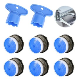 Pack of 6 Aerator M18.5 Tap Bubbler, Tap Strainer, Aerators for Taps, Built-in Tap Aerator, Tap Strainer, Replacement Aerator with 2 Aerator Tool Keys