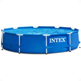 Intex 28200EH 10 Foot x 30 Inch 4 Person Outdoor Metal Frame Above Ground Round Swimming Pool with Easy Set-Up (Pump Not Included)