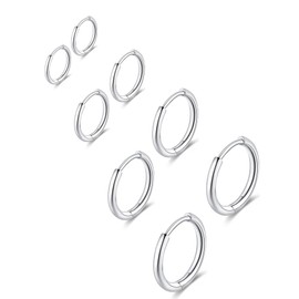 Gabry&jwl 316L Surgical Stainless Steel Hoop Earrings - 6mm, 8mm, 10mm, 12mm Silver Huggie Earrings - Hypoallergenic Cartilage Hoops for Helix, Lobes