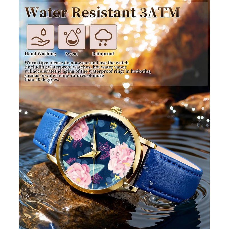 BOSHIYA Women's Watch Leather Strap Simulation Classic Quartz Waterproof Casual
