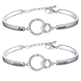 BNQL Big Sister Little Sister Bracelets Gifts Sister Bracelet for 2 Sister Jewelry from Sister Birthday Gifts (big little sister bracelet)