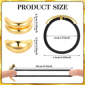 Pack of 4 Metal Hair Cuffs, Silver Bracelet, Ponytail Holder, Women's Hair Accessory, Black, Elastic Hair Band for Women and Girls, Thick, Thin, Curly (Gold Silver)