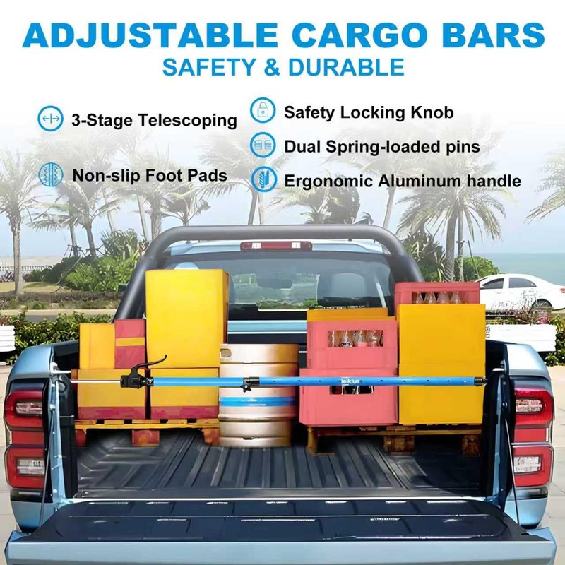 Leikius 2PK 79 inch Heavy Duty Adjustable Cargo Bars,200LB Capacity，Non-Slip