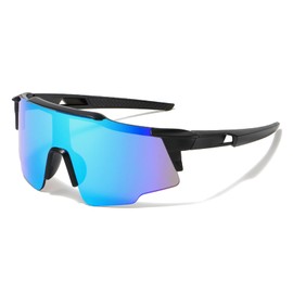 LOJUDI Sports Kids Sunglasses Boys Girls - Cycling Childrens Sunglasses for UV400 Protection-Blue Mirrored