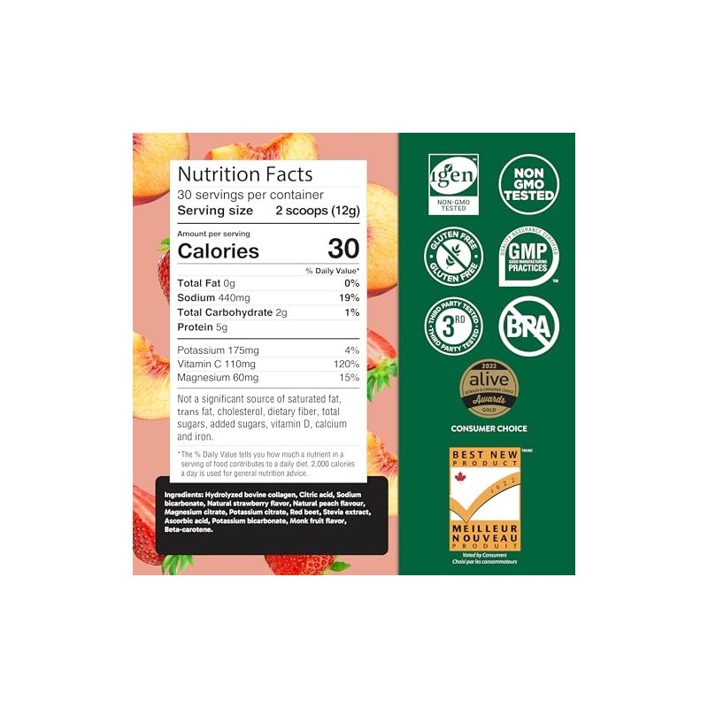 Organika Electrolitos con Colágeno Hidrolizado Sabor Fresa Durazno 360 g