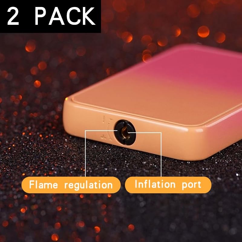 SPIDHYOY 2 Pack Pink Yellow Metal Torch Lighter Cool,Jet Flame