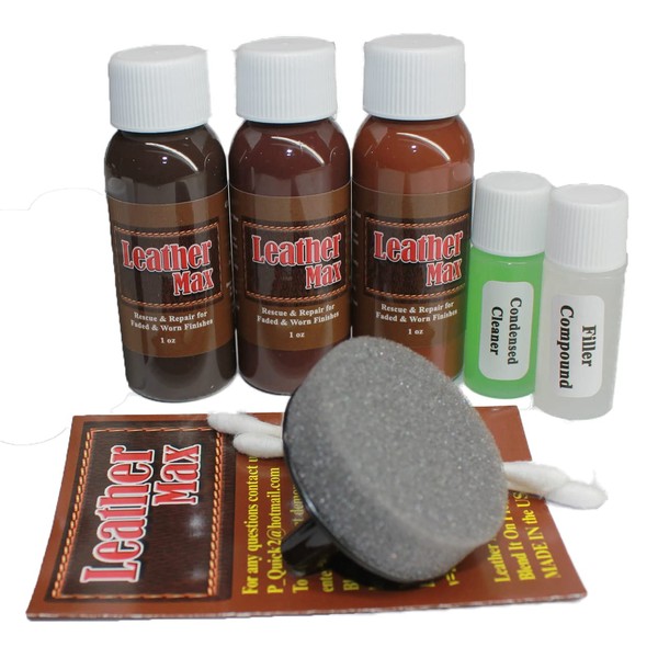 Leather Max Complete Leather Refinish, Restore, Recolor & Repair Kit/Now with 3 Color Shades to Blend with/Leather & Vinyl Refinish (Grey Mix)