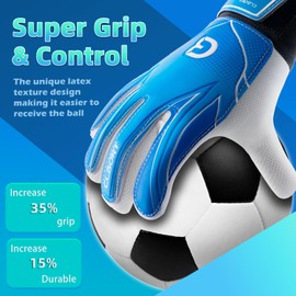 CLBORT Goalkeeper Gloves Children and Teenagers, Football Goalkeeper Gloves, Football Gloves, Double Protection, Portability, Super Hold