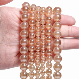 Xilitata Natural Brown Phoenix Stone Beads Polished Round Smooth Loose Stone Beads for DIY Jewelry Making, 6 mm (About 60 pcs), About 15 Inches 1 Strand