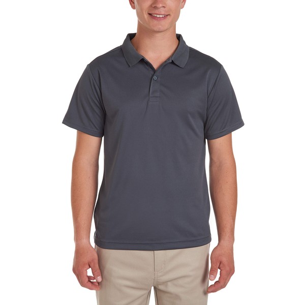 Chaps Young Mens Uniform Short Sleeve Performance Polo, Charcoal, 40/41