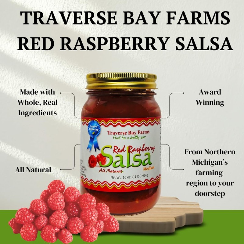 Traverse Bay Farms Nationally Award-Winning Salsa (Red Raspberry, 1 Jar)