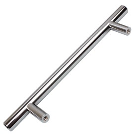 GlideRite Hardware 5002-128-PC-10 5 inch CC 7.375 inch Long Solid Handle Bar Pulls 10 Pack, 5", Polished Chrome Finish