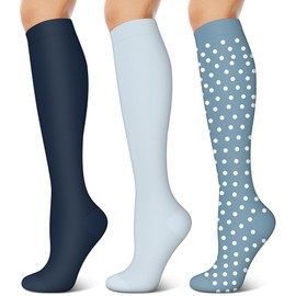 3 Pairs Compression Socks for Women & Men 15-20 mmHg- Best Support for Nurses, Running, Hiking, Recovery & Flight Socks