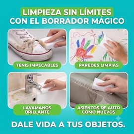 Magesa Borradores Mágicos Esponja de Melamina Multiusos, Almohadillas de Limpieza Física para Tenis, Paredes, Baño y Cocina, Esponjas de Alta Densidad para Manchas, Pack (5)