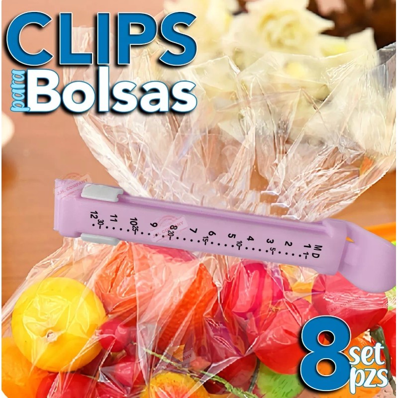 J.H. Company Set 8 Pcs Clips Sellado De Bolsa Alimentos
