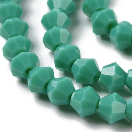Pack of 90 Bohemian Crystal Beads, 4 mm Bicone Czech Beads, Glass Beads, Bicone Beads (Turquoise Opaque)