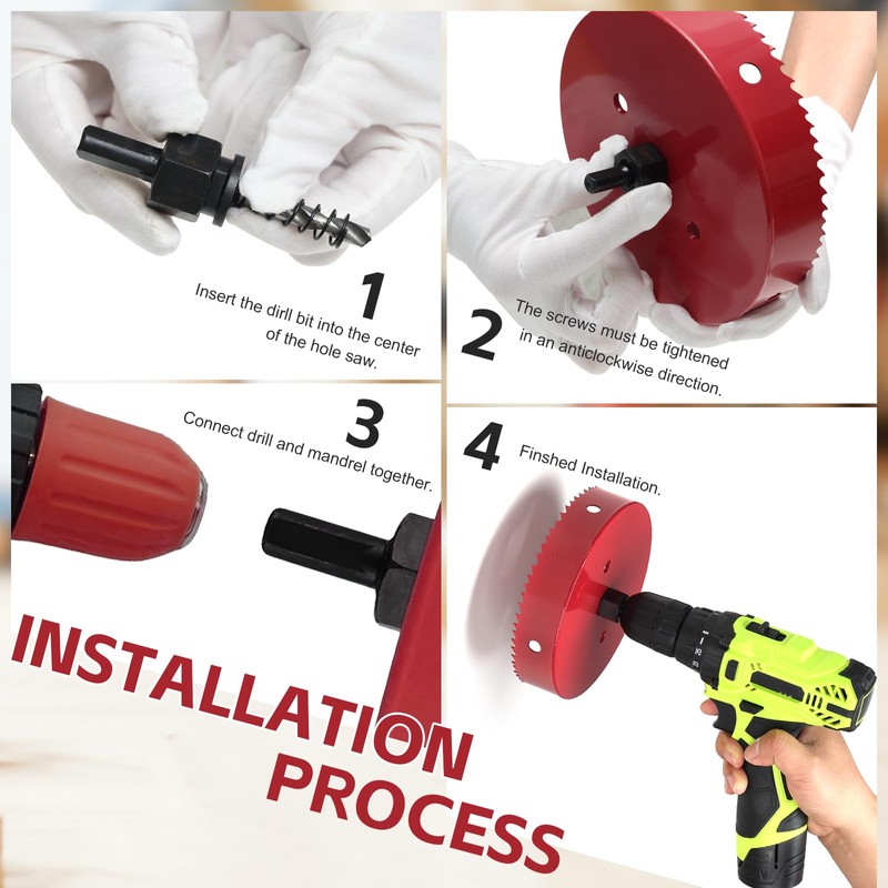 45 mm Hole Saw, Bi-Metal Circular Saw for Wood, HSS